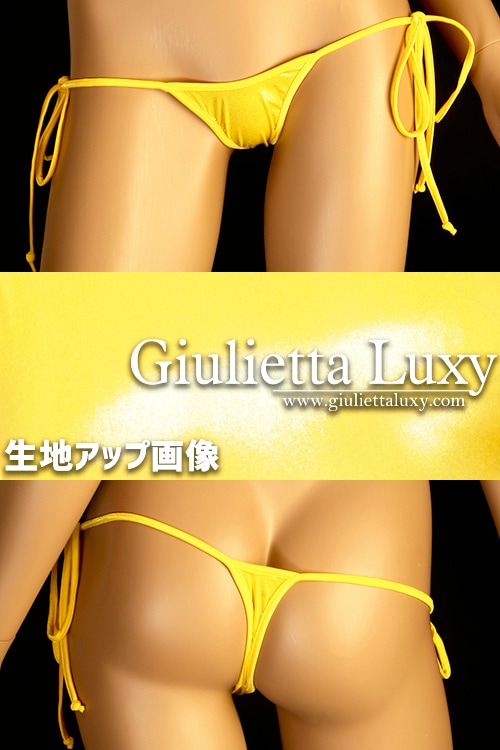 シャイニーシースルータイサイド浅めTバックショーツ・イエローゴールド