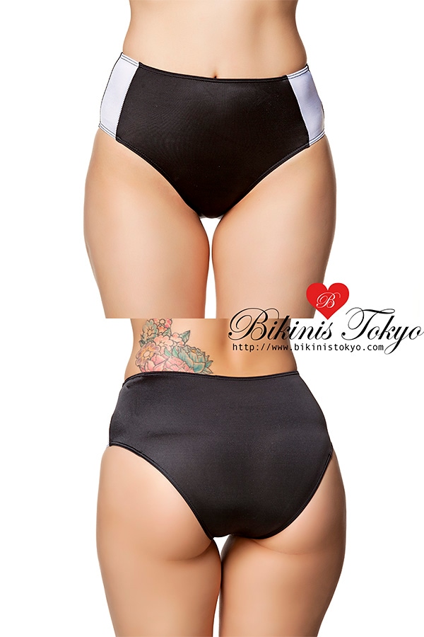 【ユニセックス】太ラインハイウエストショーツ・ブラック