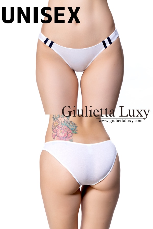 【ユニセックス】ヨリセル素材ラインショーツフルバック・ホワイト