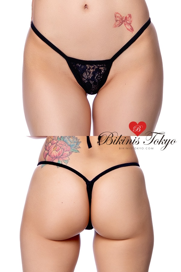 レースのTバックショーツ・ブラック
