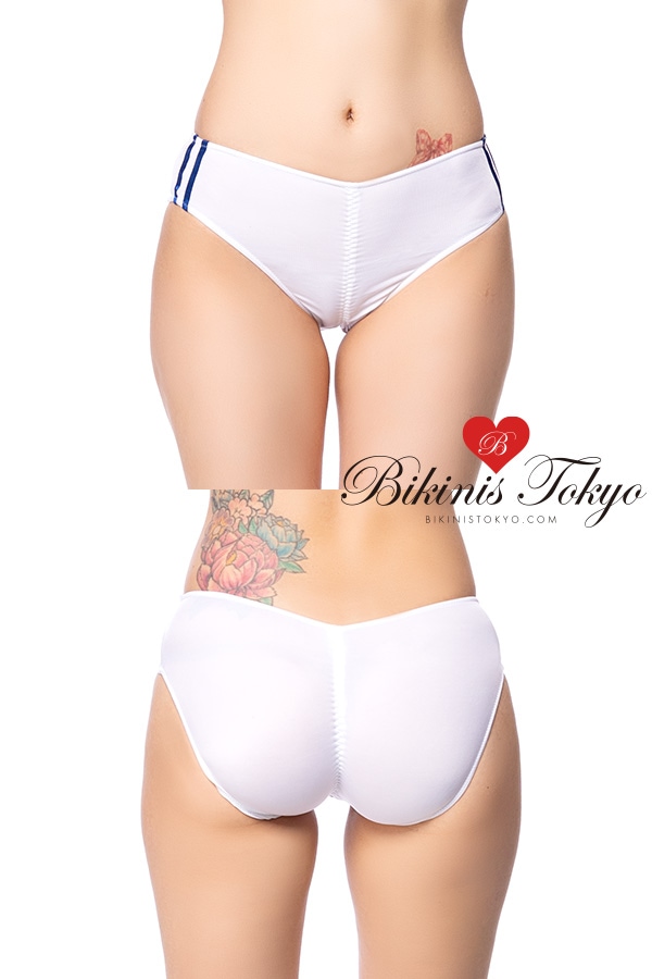 柔らかストレッチ素材センターシャーリング食込み加工ブルマ・ホワイト