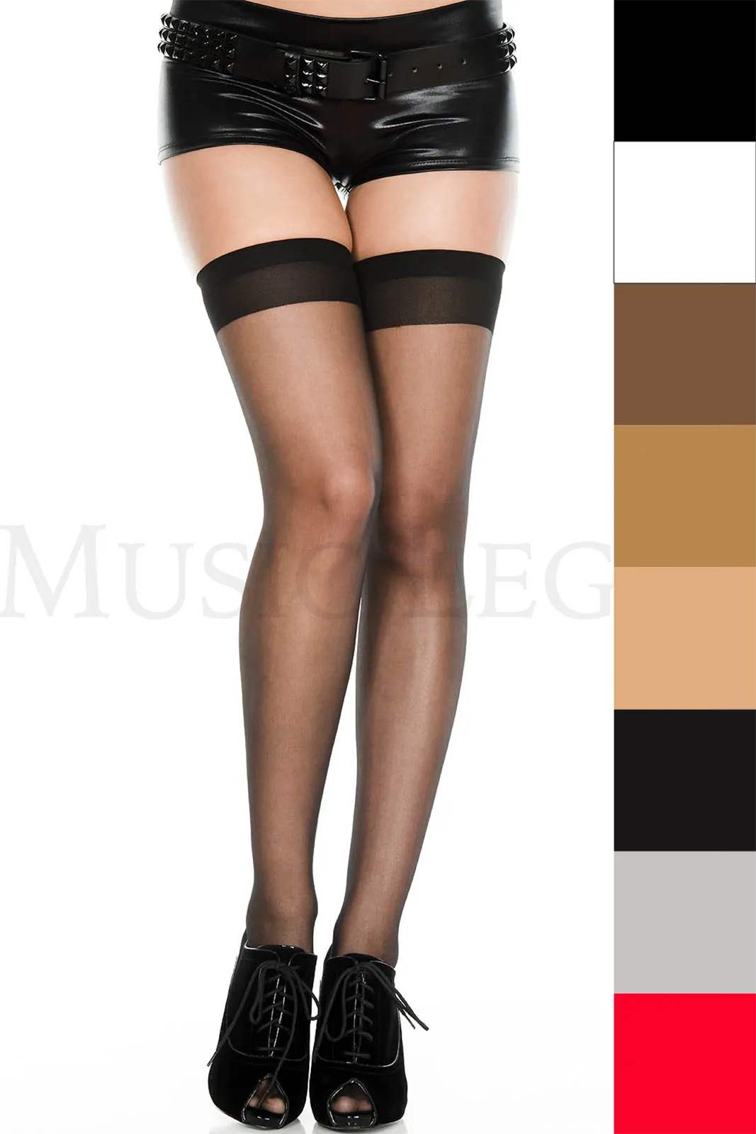 シースルー素材のニーハイソックス シンプルで幅広いシーンに活躍