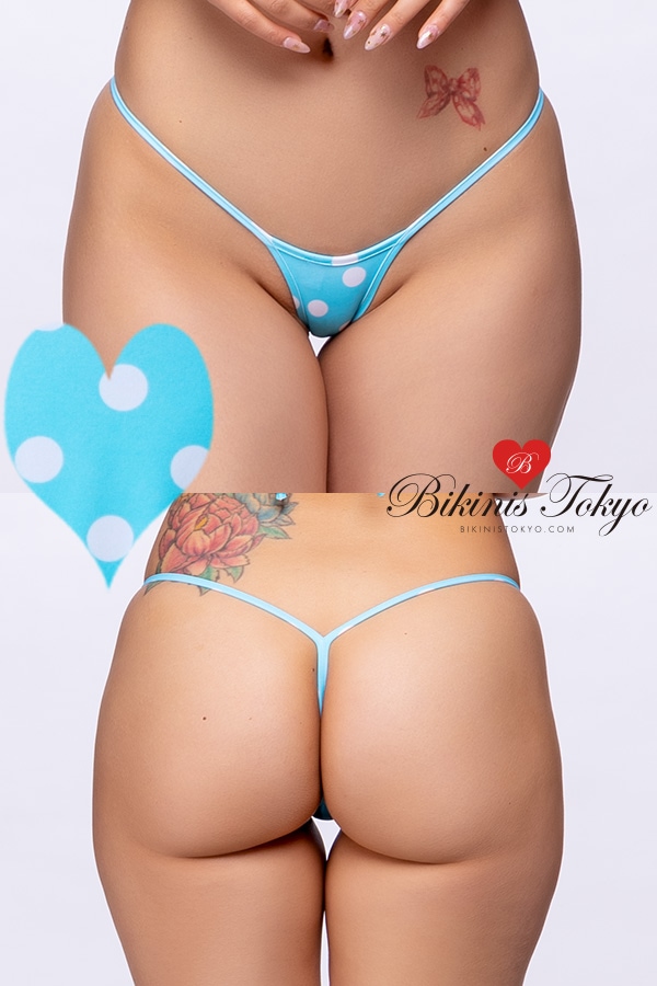 【BikinisTokyoオリジナル】マイクロGストリングショーツ・ブルーホワイトドット