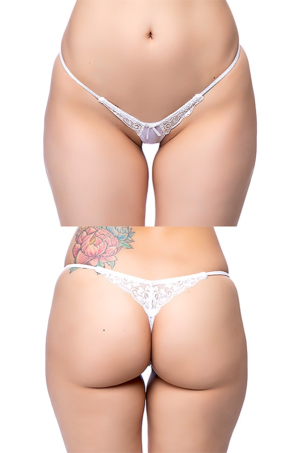 TフロントバックレースTバックショーツ・ホワイト