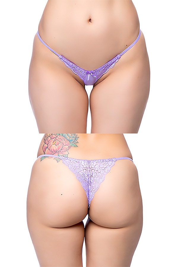 Tフロントバックレースハーフバックショーツ・ラベンダー