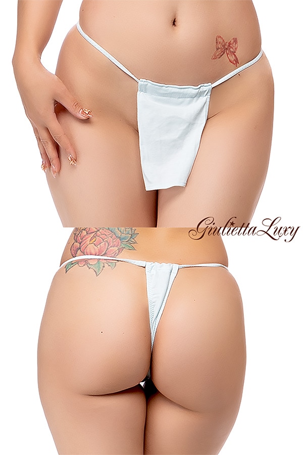 ふんどし風コットンTバックショーツ・ブルー