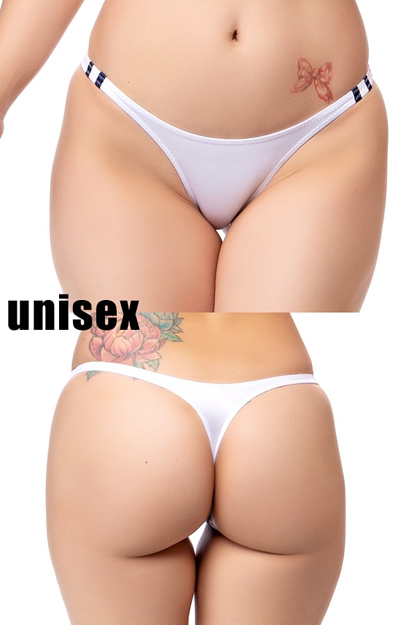 【ユニセックス】スーパーウェット素材サイド細めTバックブルマショーツ・ホワイト