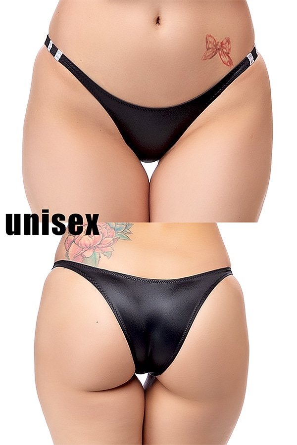 【ユニセックス】スーパーウェット素材サイド細めハーフバックブルマショーツ・ブラック