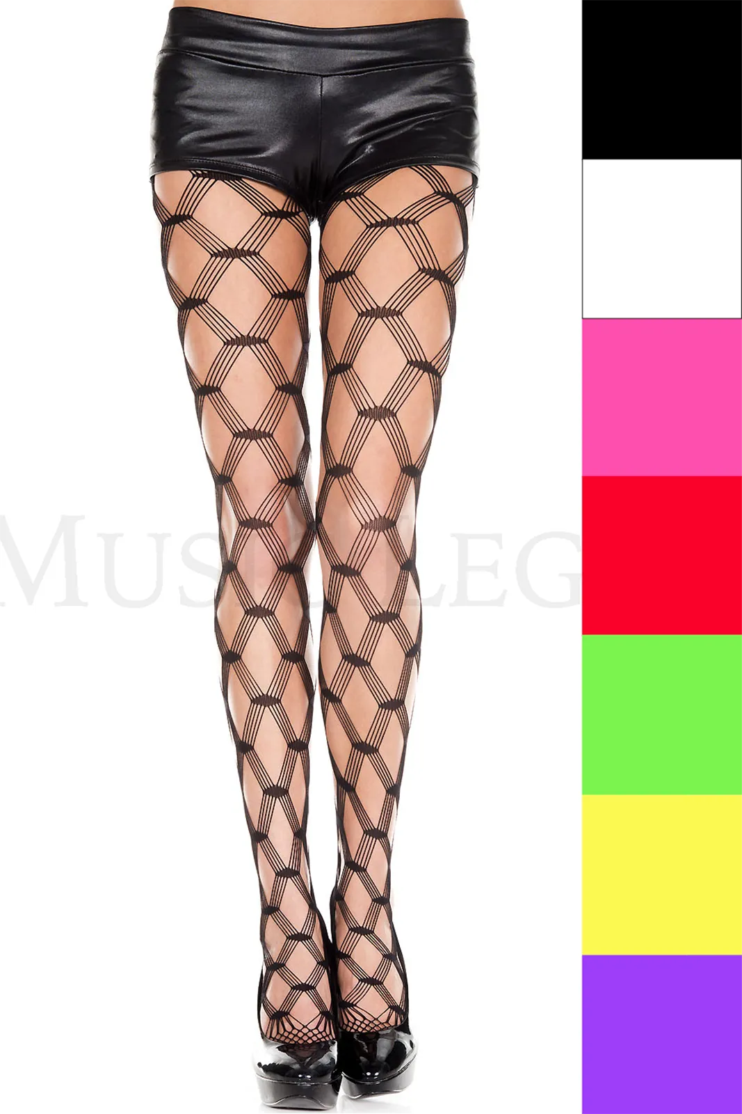 ダイヤモンドクロス編みのパンストタイプ網タイツ
