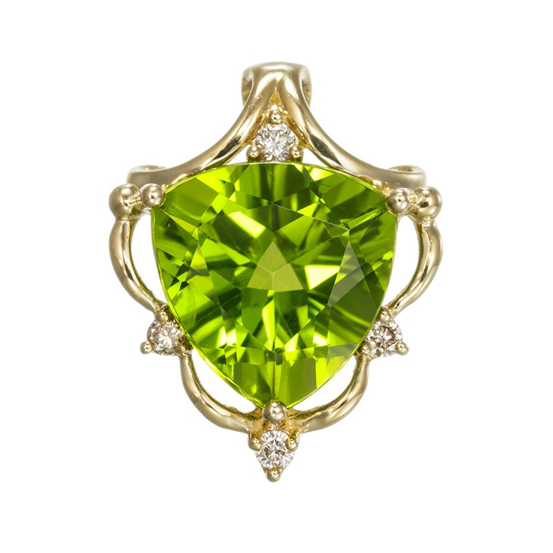K18YG ペリドット ブラウンダイヤ ペンダントトップ PE 約3.20ct