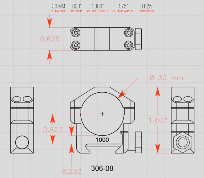 Х㡼 30mm Standard .823"(20.9mm)