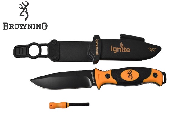 �֥����˥� �����ʥ��ȥ֥�å�������� �ե��å����ɥ֥졼�ɥʥ��ա�Browning Ignite Black and Orange Fixed Blade Knife��