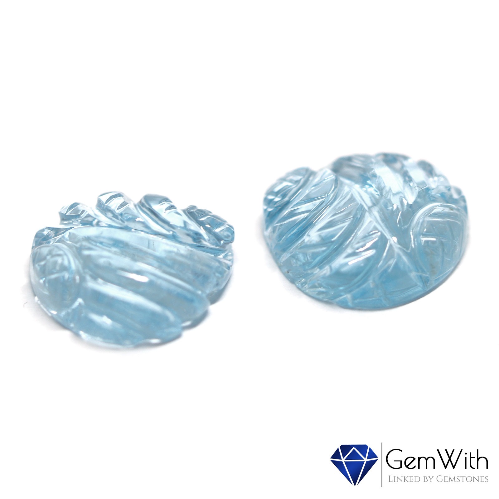 ブルートパーズカービングペア17.96CT | トパーズ | GemWith 宝石