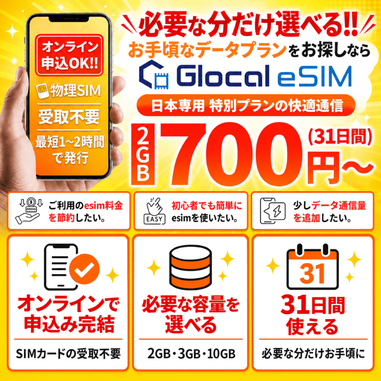 【eSIM】日本プラン（31日間）日本IP対応 [グローカルeSIM]