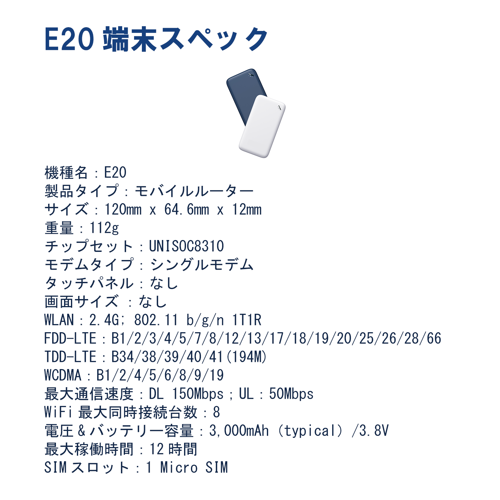 クラウドWi-Fi ルーター E20 モバイルルーター [グローカルネット]