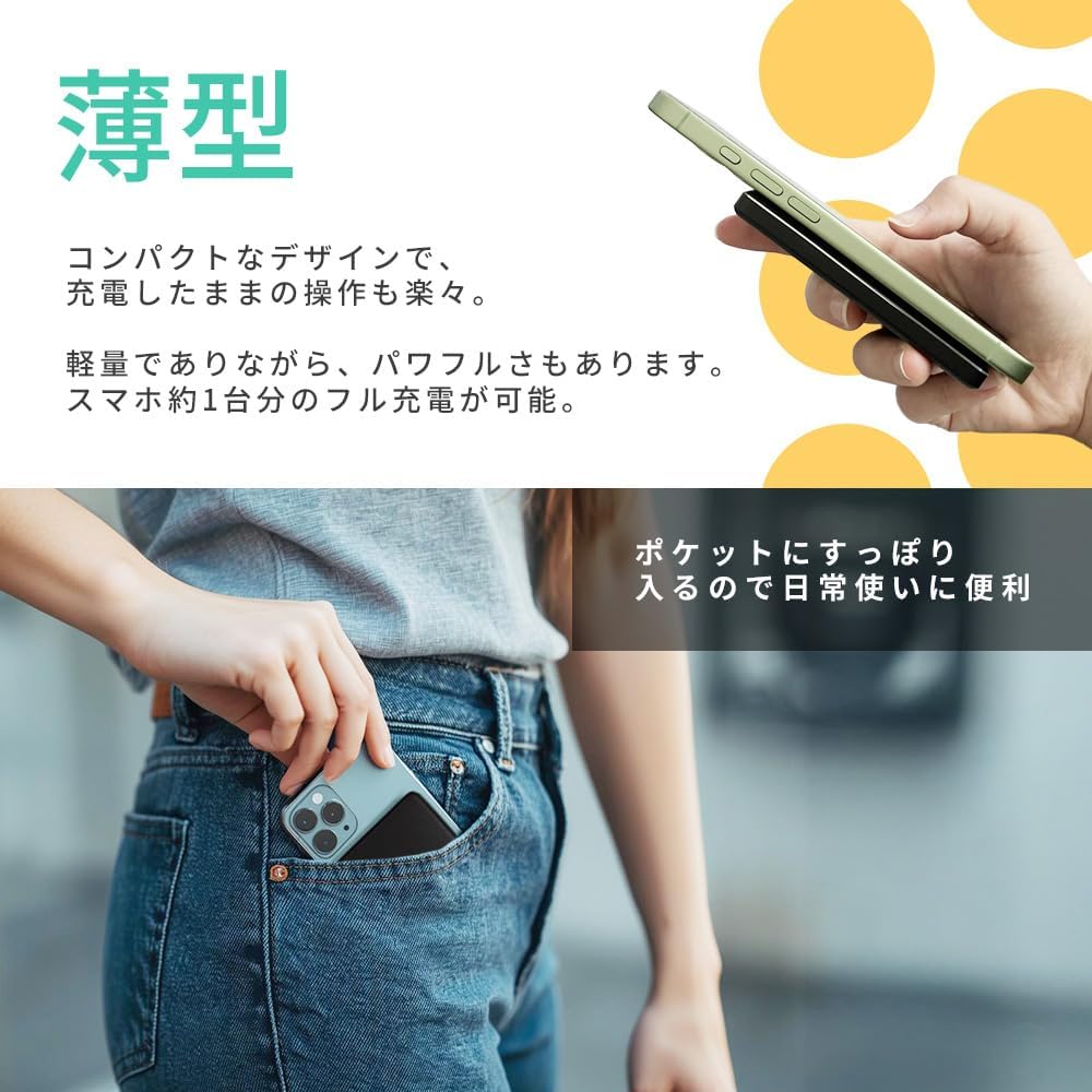 超薄型 モバイルバッテリー 5000mAh Magsafe対応 - GlocalShop