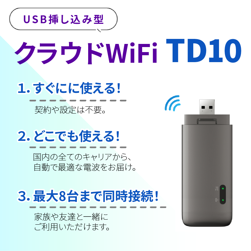 ポータブル クラウドWiFi TD10｜車内＆海外対応のUSB型WiFiルーター  [グローカルネット]