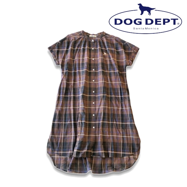 【数量限定】DOG DEPT チェックフレンチギャザーワンピース