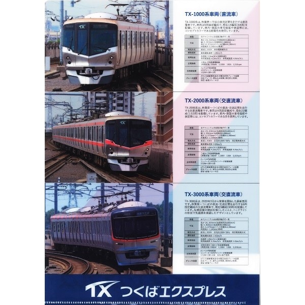 鉄道クリアファイル　6種［値下げ交渉可・バラ売り可］ つくば TXクリアファイル(TX3車種写真ver.) | つくばエクスプレス