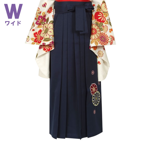  ワイドサイズ 紺×菊　刺繍(W15) レンタル 袴単品 P138-MW