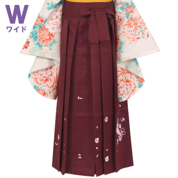  ワイドサイズ エンジ×刺繍(W15) レンタル 袴単品 P148-LW