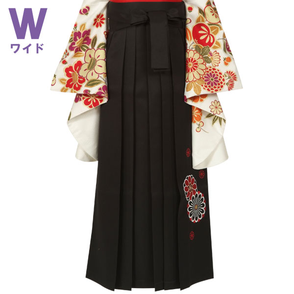  ワイドサイズ 黒×菊　刺繍(W15) レンタル 袴単品 P135-LW
