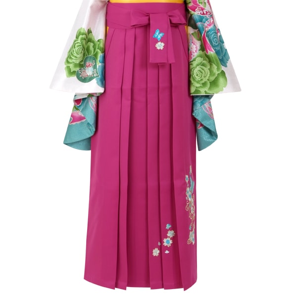  ラズベリーピンク×蝶 刺繍(定) レンタル 袴単品 P084-LL