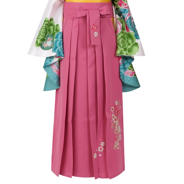  ピンク×蝶 刺繍(定) レンタル 袴単品 P086-LL