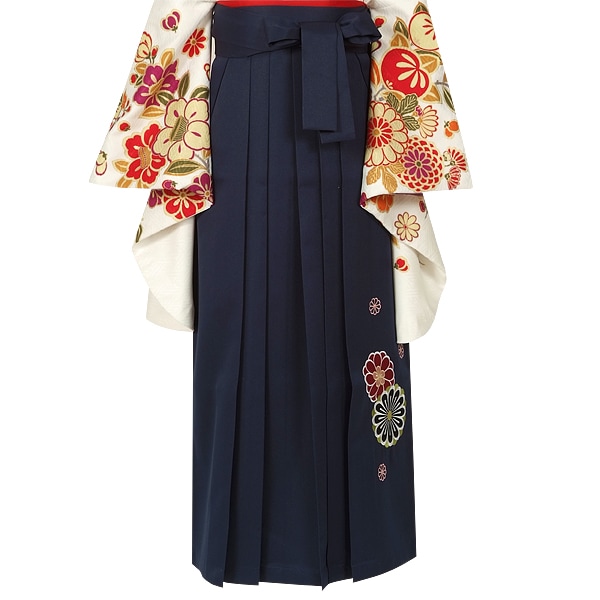  紺×菊　刺繍 レンタル 袴単品 P131-LL