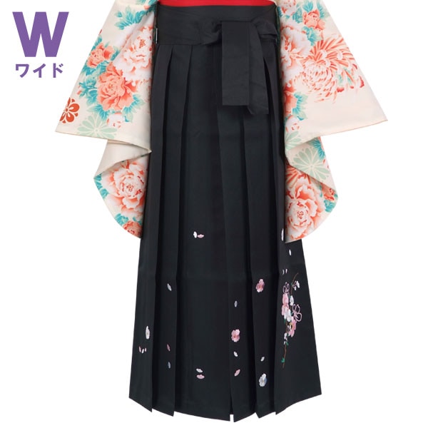  ワイドサイズ 黒×刺繍(W15) レンタル 袴単品 P146-LW