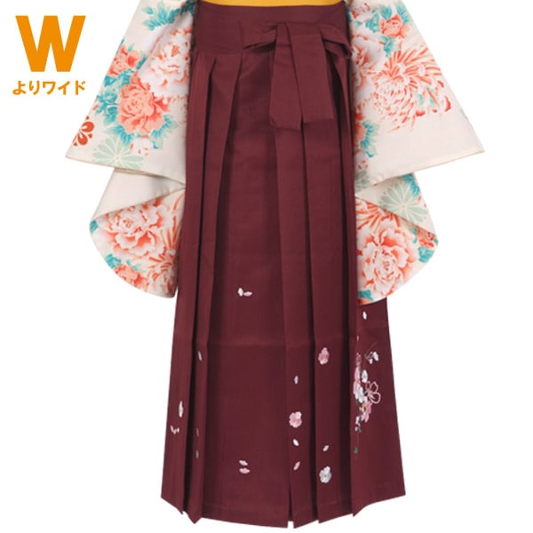  ワイドサイズ エンジ×刺繍(W17) レンタル 袴単品 P151-LW