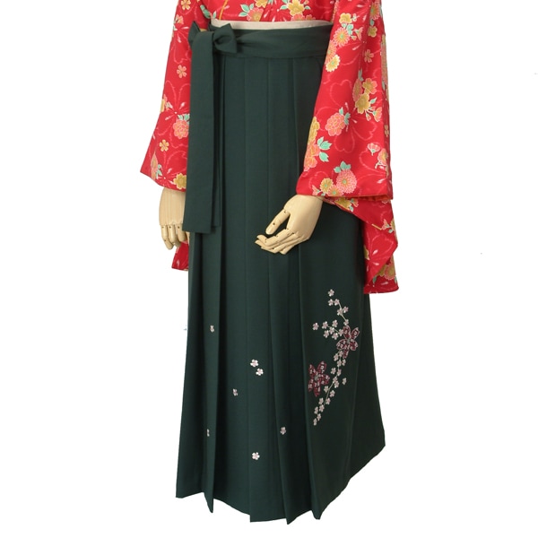  緑×刺繍★ レンタル 袴単品 P029-L