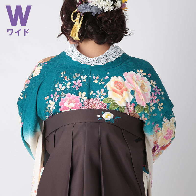  ワイドサイズ アンティークブラウン×後ろ椿刺繍(W15) レンタル 袴単品 P216-LLW