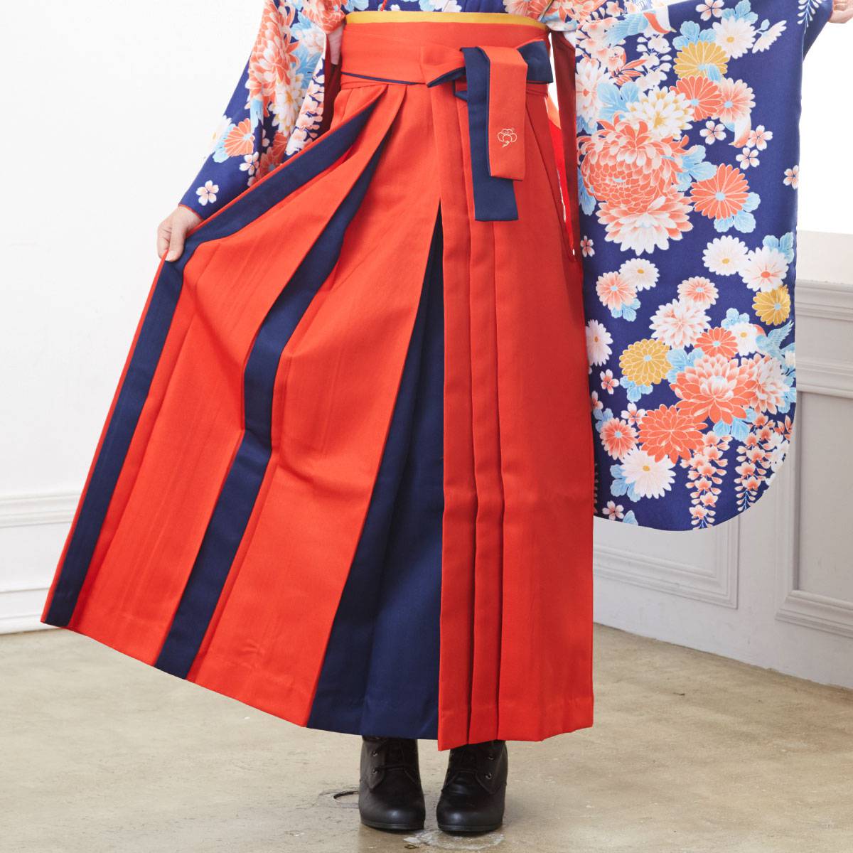  赤×紺 レンタル 袴単品 P205-LL