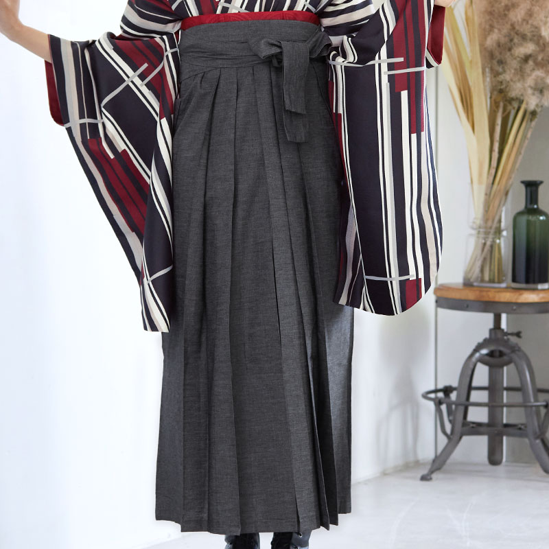  グレー×デニム風 レンタル 袴単品 P228-LL