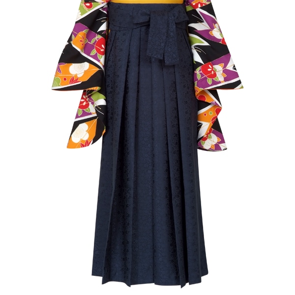  紺×桜地紋 レンタル 袴単品 P097-S