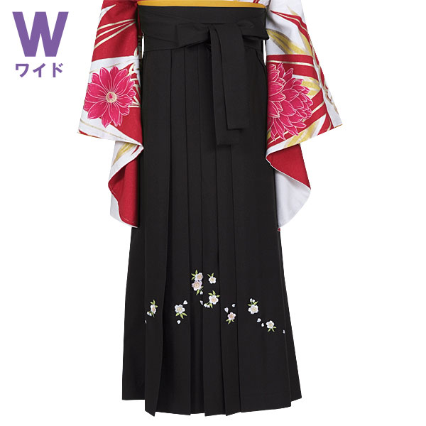  ワイドサイズ 黒×刺繍(W15) レンタル 袴単品 P112-LW