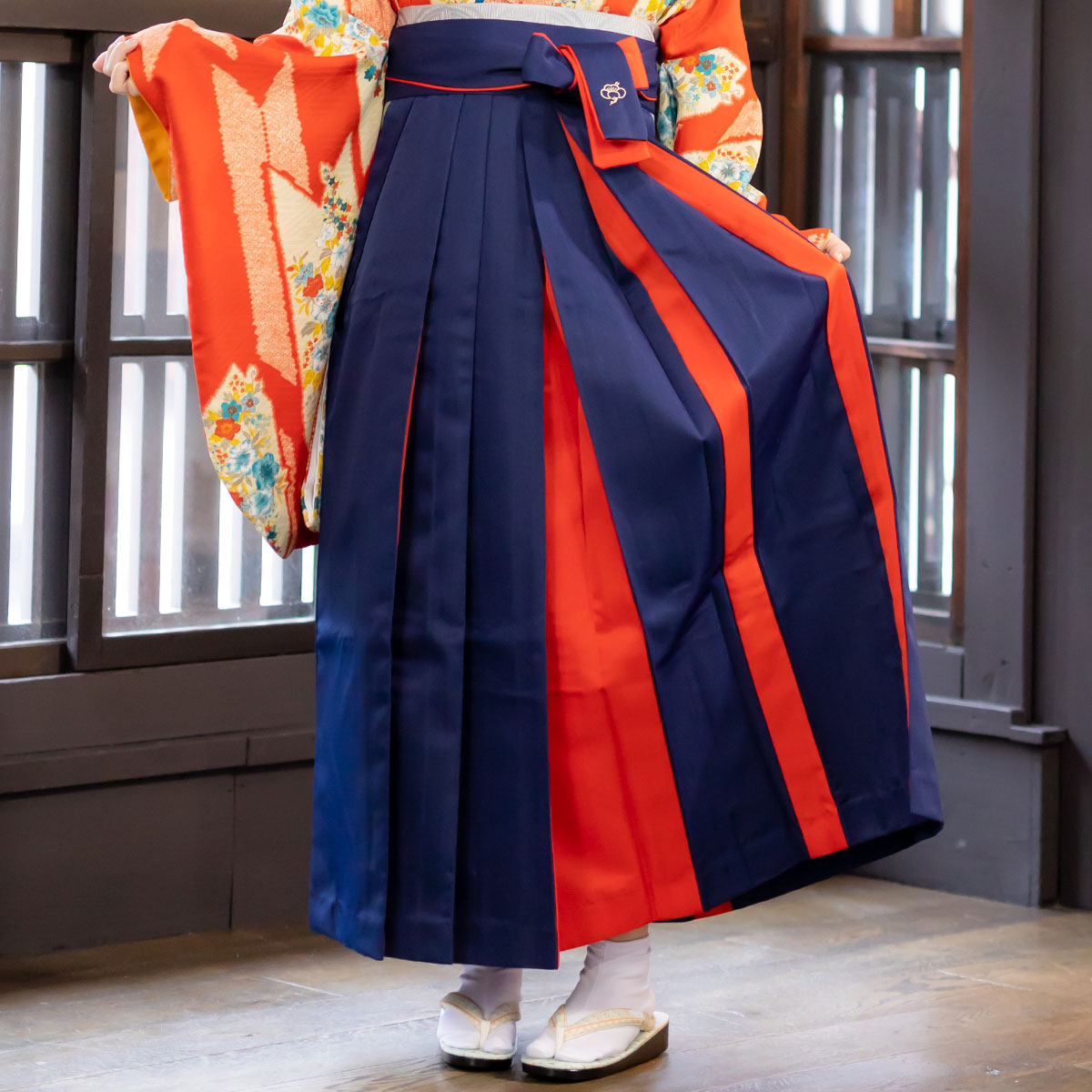  紺×赤 レンタル 袴単品 P204-M