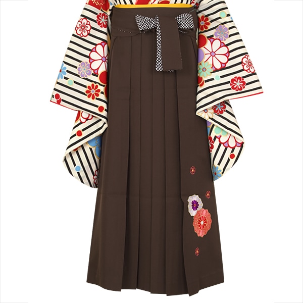 ブラウン×刺繍★ レンタル 袴単品 P155-S