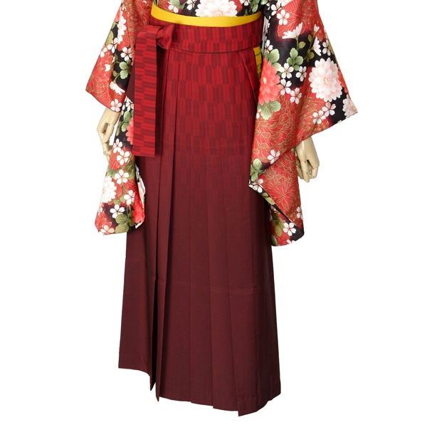  エンジ×矢絣(定) レンタル 袴単品 P062-LL