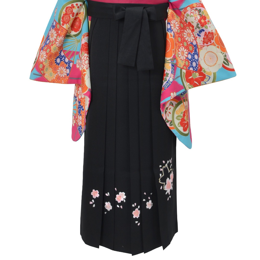  黒×大小桜刺繍　★ レンタル 袴単品 P188-S