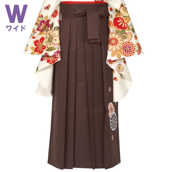  ワイドサイズ ブラウン×菊　刺繍(W15) レンタル 袴単品 P141-LLW
