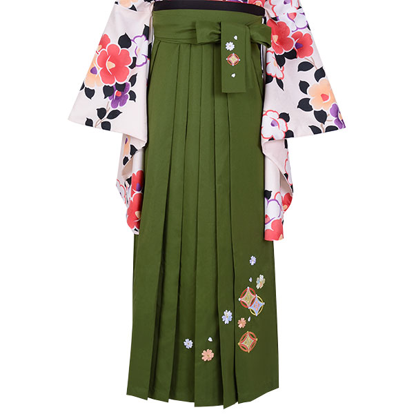  抹茶×七宝花 刺繍 レンタル 袴単品 P173-S