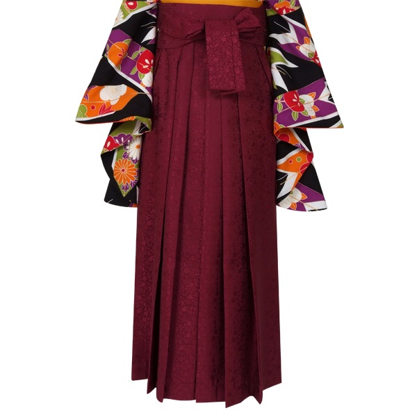  エンジ×桜地紋★ レンタル 袴単品 P095-L