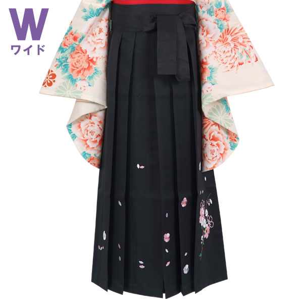  ワイドサイズ 黒×刺繍(W15) レンタル 袴単品 P146-LLW