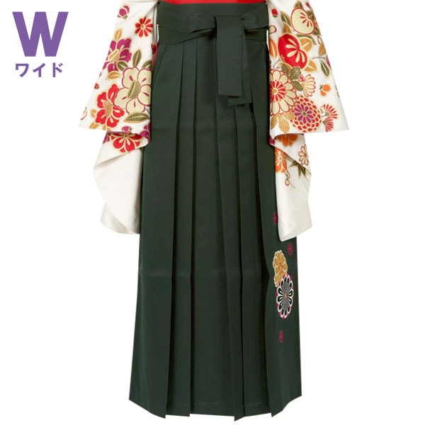 ワイドサイズ 緑×菊　刺繍(W15) レンタル 袴単品 P136-MW