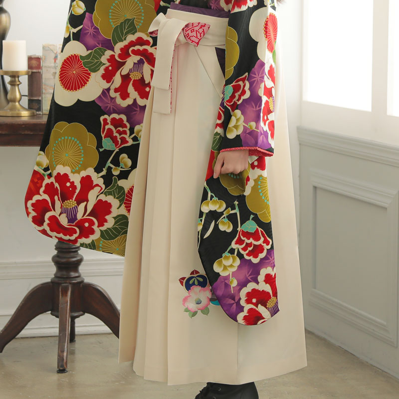  アイボリー×椿と橘 レンタル 袴単品 P196-S