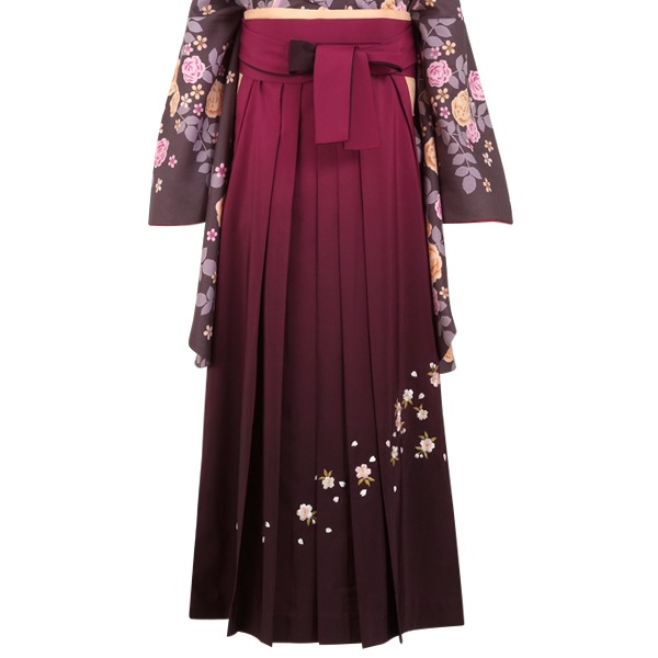  エンジ×ぼかし刺繍(定) レンタル 袴単品 P012-M