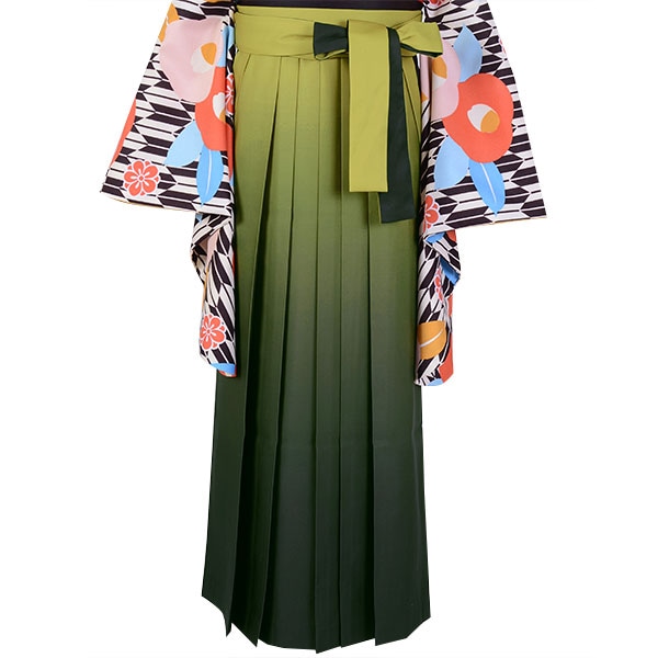  黄緑×深緑 ぼかし レンタル 袴単品 P175-3L