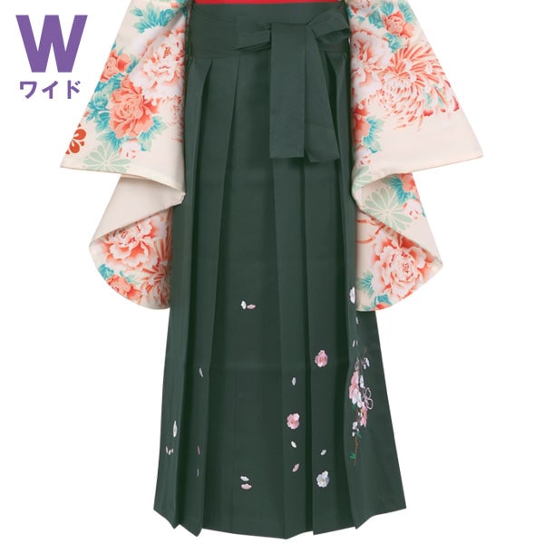  ワイドサイズ 緑×刺繍(W15) レンタル 袴単品 P147-LLW